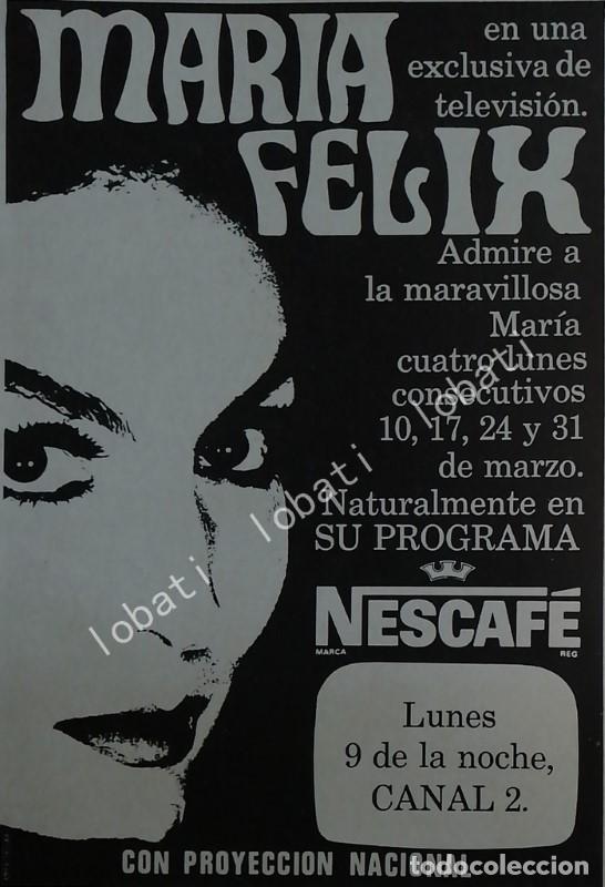 Coleccionismo de carteles: AFICHE ANTIGUO ORIGINAL DE MARIA FELIX Y PROGRAMA NESCAFE 1960s / SUPER RARO / FEP
