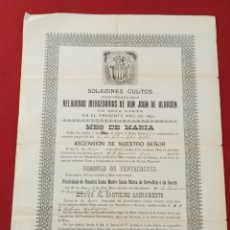 Coleccionismo de carteles: ANTIGUO CARTEL SOLEMNES CULTOS AÑO 1909