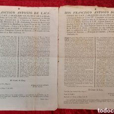 Coleccionismo de carteles: DOC-477. LOTE DE DOS EDICTOS DE DON FRANCISCO ANTONIO DE LACY, CONDE DE LACY, 1789.