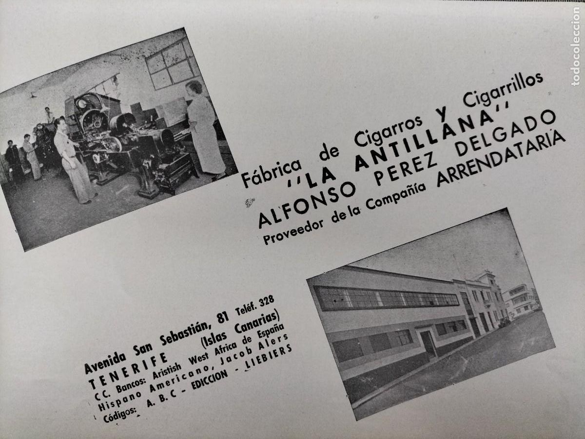 Colecionismo de cartazes: FABRICA TABACOS LA ANTILLANA DE ALFONSO PEREZ DELGADO SANTA CRUZ TENERIFE HOJA REVISTA A&Ntilde;O 1938