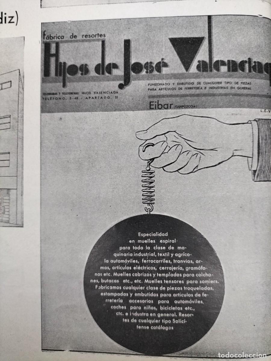 Coleccionismo de carteles: FABRICA DE RESORTES HIJOS DE JOSE VALENCIAGA EIBAR HOJA REVISTA 1938