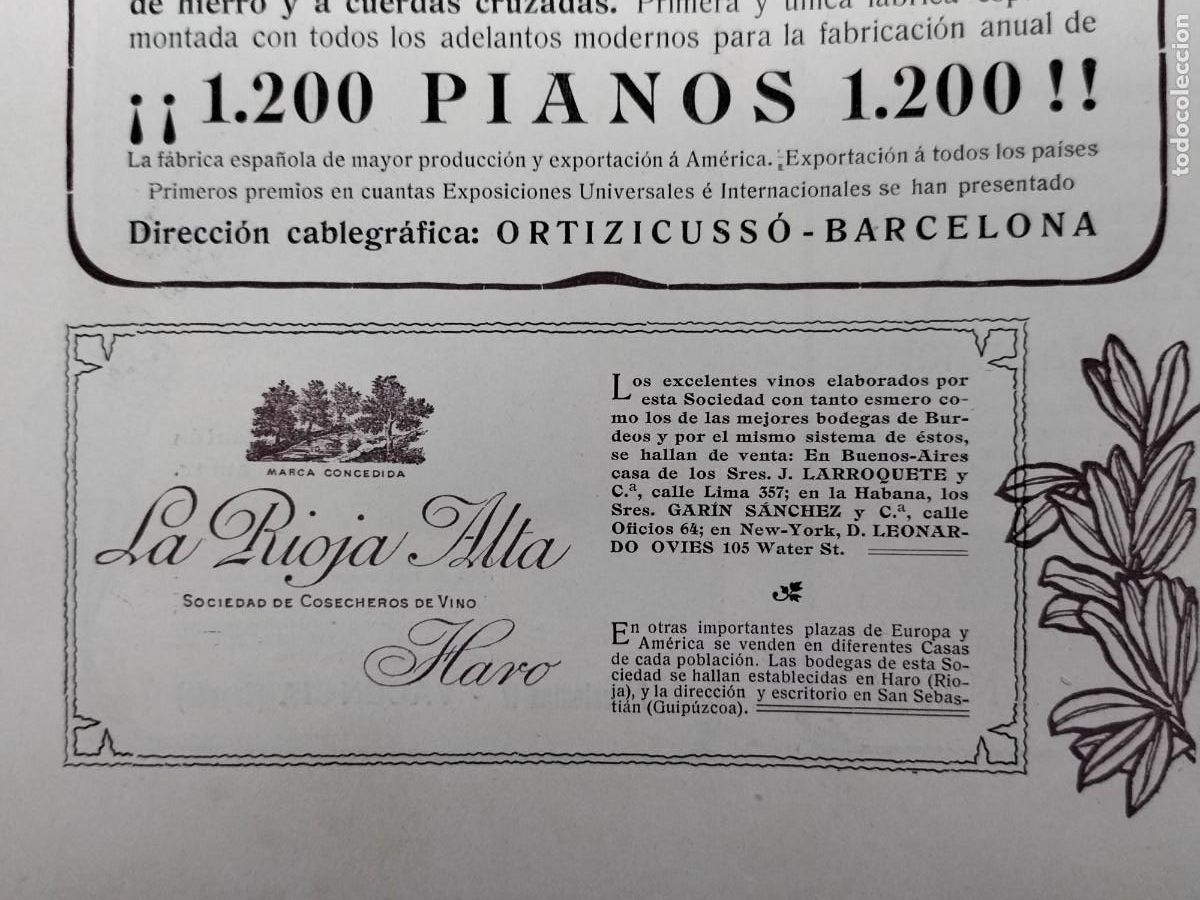 Collezionismo di affissi: LA RIOJA ALTA SOCIEDAD DE COSECHEROS DE VINO HARO HOJA A&Ntilde;O 1906
