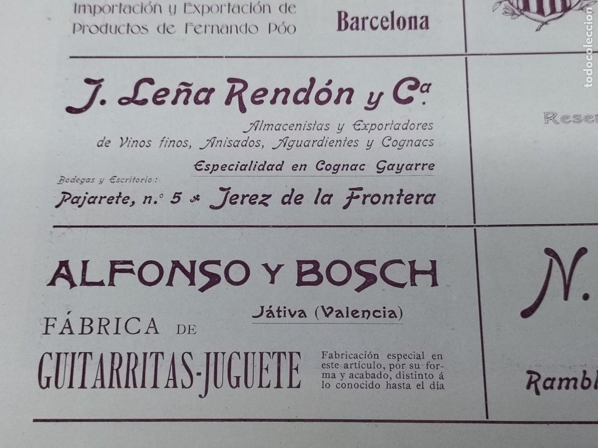Coleccionismo de carteles: ALFONSO Y BOSCH FABRICA DE GUITARRITAS JUGUETE JATIVA VALENCIA HOJA REVISTA A&Ntilde;O 1903