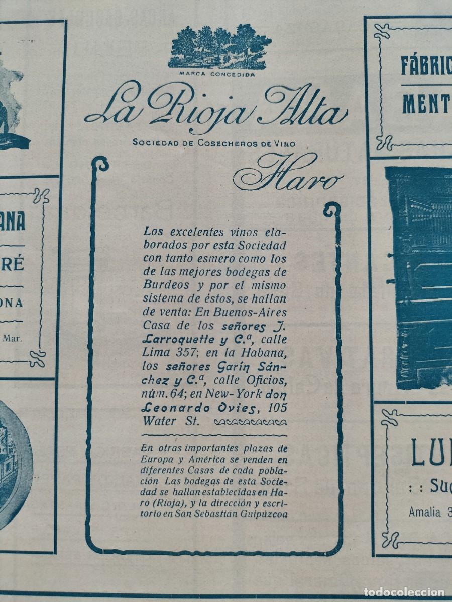 Colecionismo de cartazes: LA RIOJA ALTA SOCIEDAD DE COSECHEROS DE VINO HARO HOJA A&Ntilde;O 1905