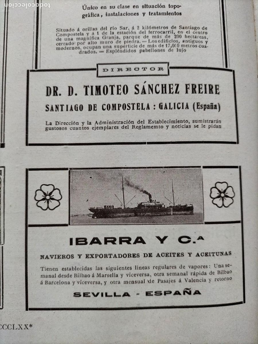 Poster collecting: IBARRA Y C&ordf; NAVIEROS EXPORTADORES ACEITE ACEITUNAS SEVILLA HOJA REVISTA A&Ntilde;O 1911