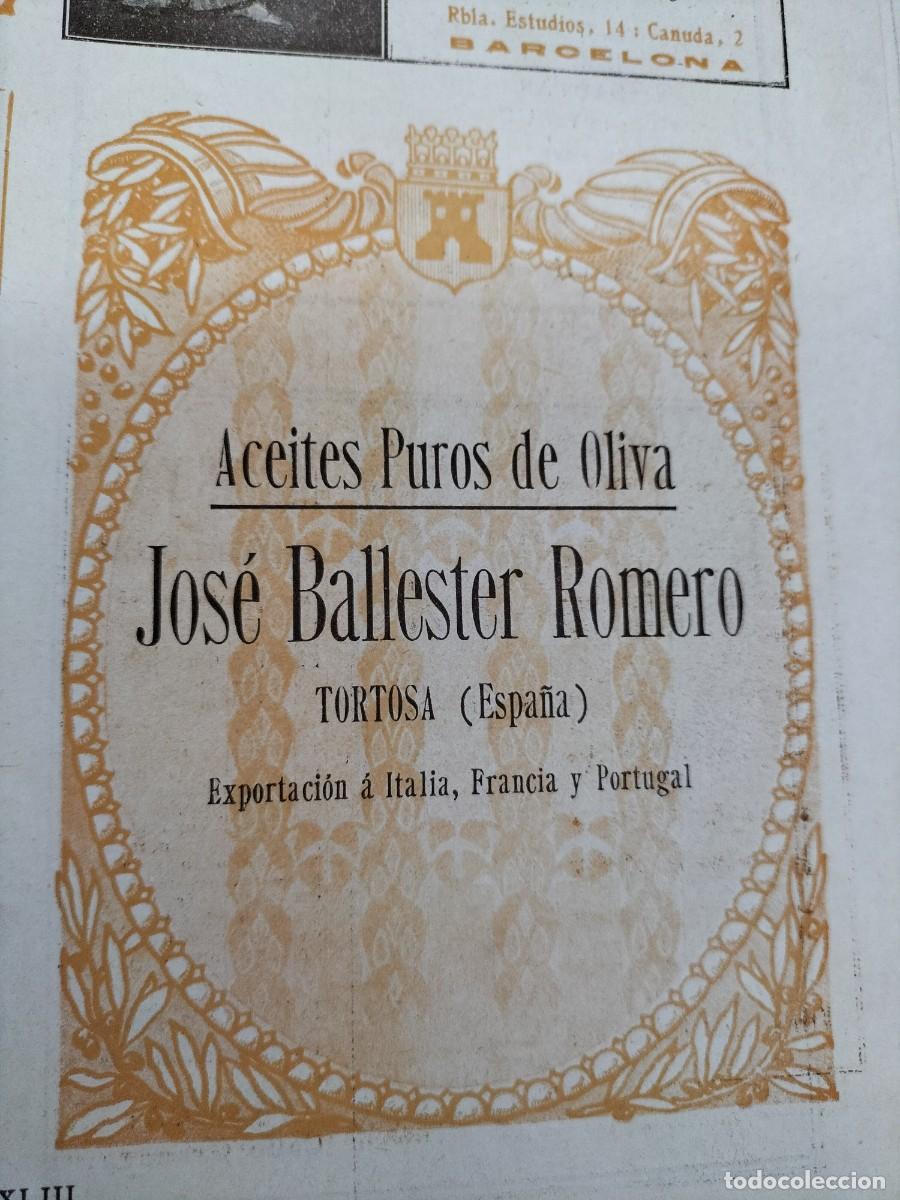 Colecionismo de cartazes: ACEITES PUROS DE OLIVA JOSE BALLESTER ROMERO TORTOSA HOJA REVISTA A&Ntilde;O 1911