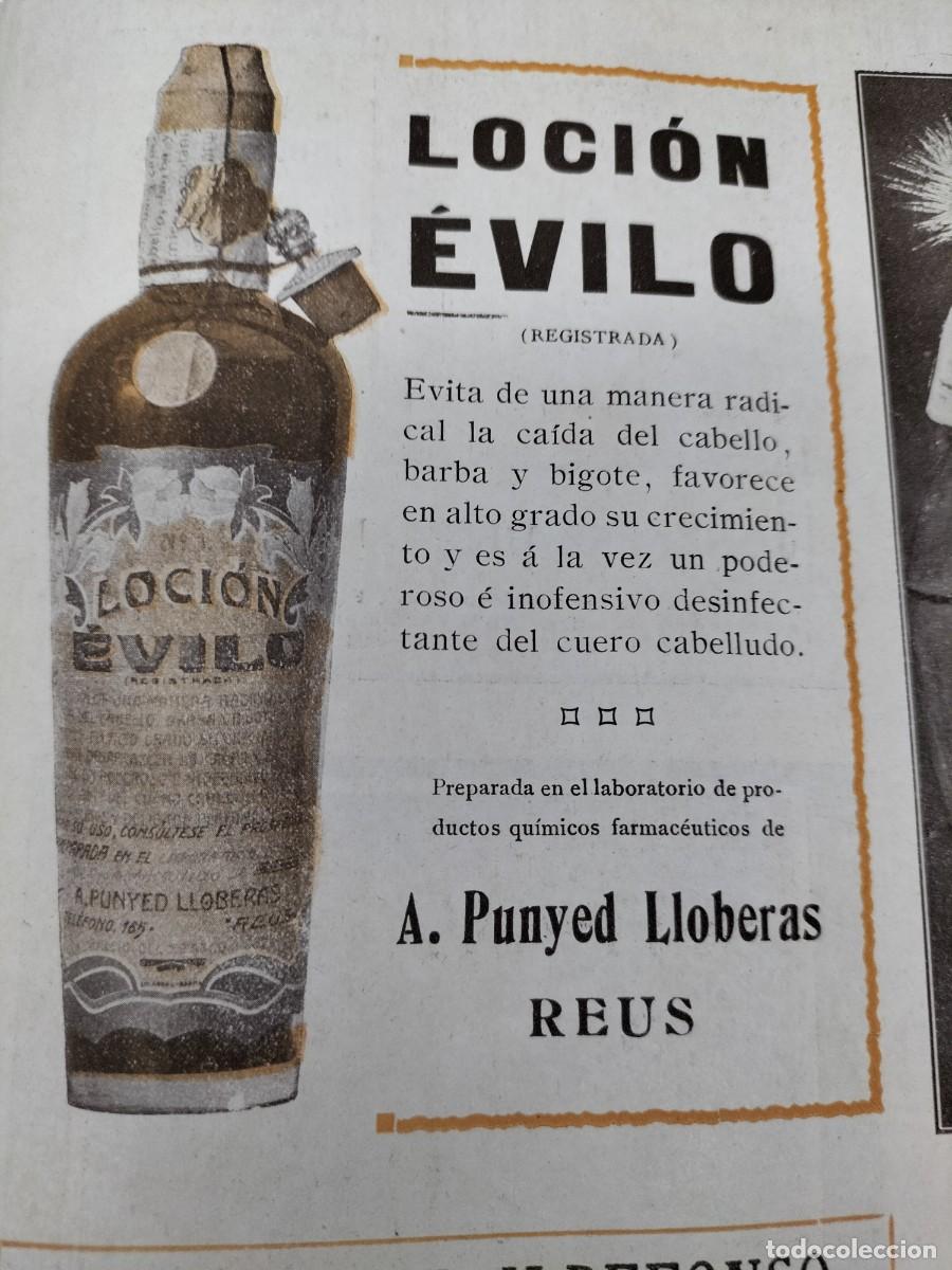 Sammeln von Plakaten: LOCION EVILO CAIDA CABELLO LABORATORIO FARMACEUTICO DE A.PUNYED LLOBERAS REUS HOJA REVISTA A&Ntilde;O 1911