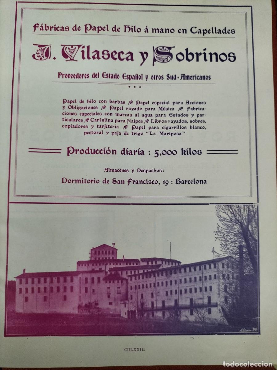 Sammeln von Plakaten: FABRICAS DE PAPEL DE HILO A MANO EN CAPELLADES J.VILASECA Y SOBRINOS BARCELONA HOJA A&Ntilde;O 1911