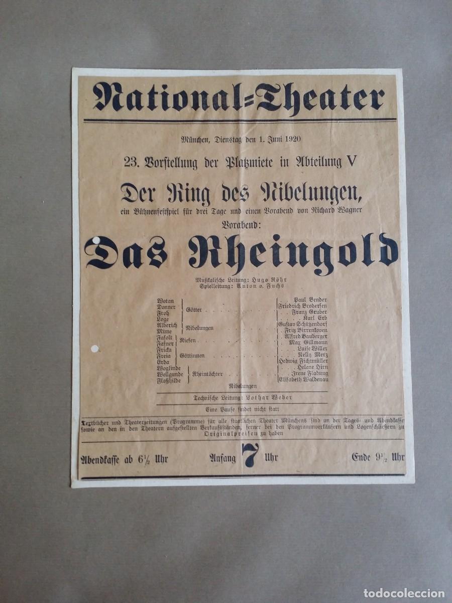 Coleccionismo de carteles: Programa - cartel- programa EL ORO DEL RIN, Munich, 1920 - Foto 1