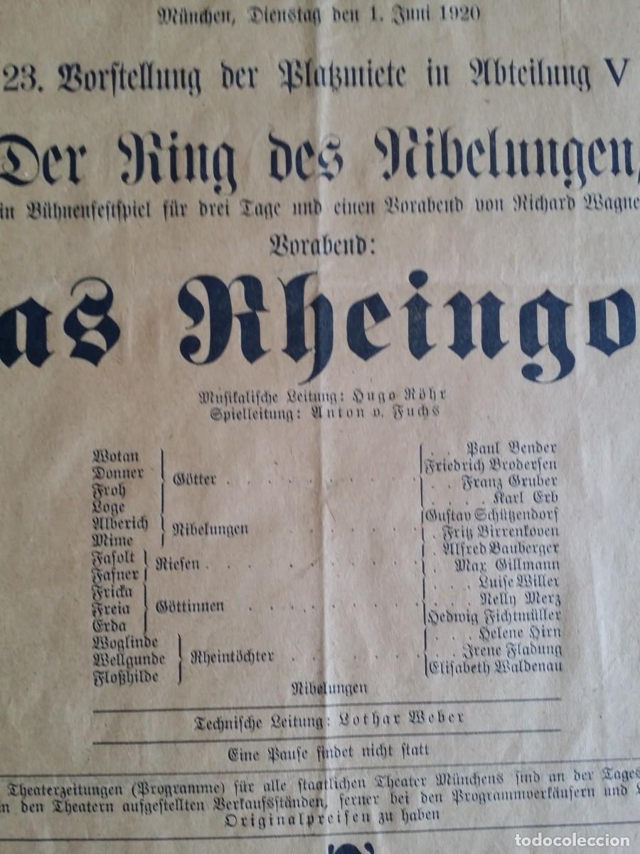 Coleccionismo de carteles: Programa - cartel- programa EL ORO DEL RIN, Munich, 1920 - Foto 2