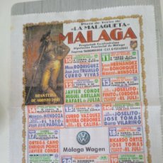 Coleccionismo de carteles: CARTEL DE TOROS DE TELA MÁLAGA 2001