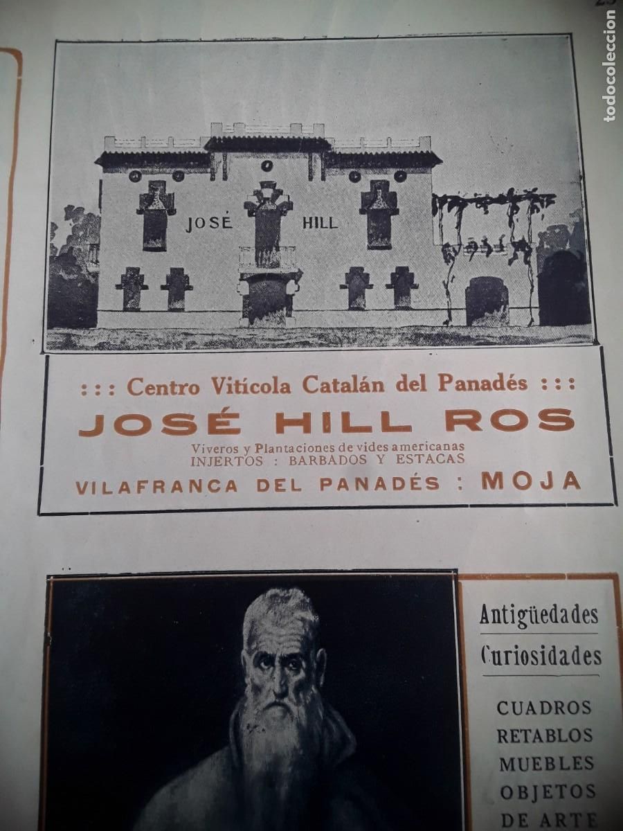 Collectionnisme d'affiches: CENTRO VINICOLA CATALAN DEL PANADES JOSE HILL ROS VILAFRANCA PANADES HOJA A&Ntilde;O 1914