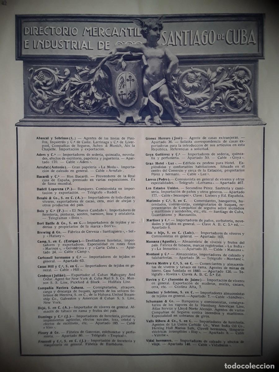 Collectionnisme d'affiches: DIRECTORIO MERCANTIL E INDUSTRIAL DE SANTIABO DE CUBA EMPRESAS INDUSTRIAS HOJA A&Ntilde;O 1914