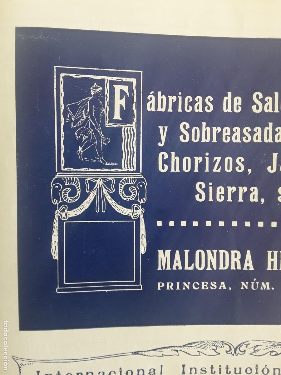 Collectionnisme d'affiches: FABRICAS SALSICHON VICH Y SOBREASADAS MALLORCA CHORIZOS MALONDRA HERMANOS BARCELONA HOJA A&Ntilde;O 1914