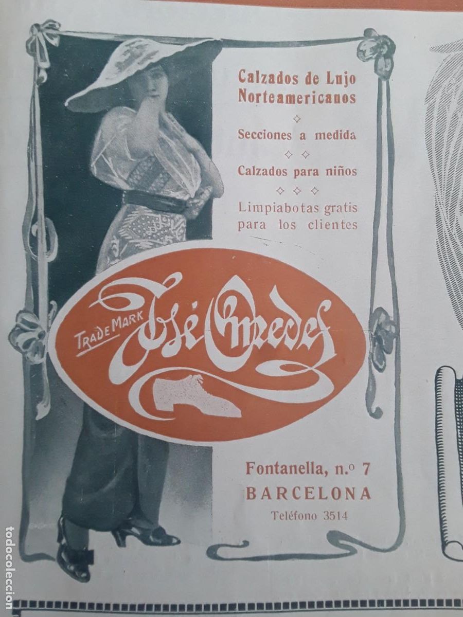 Collectionnisme d'affiches: CALZADOS DE LUJO NORTEAMERICANOS JOSE OMEDES BARCELONA NI&Ntilde;OS A MEDIDA HOJA A&Ntilde;O 1914
