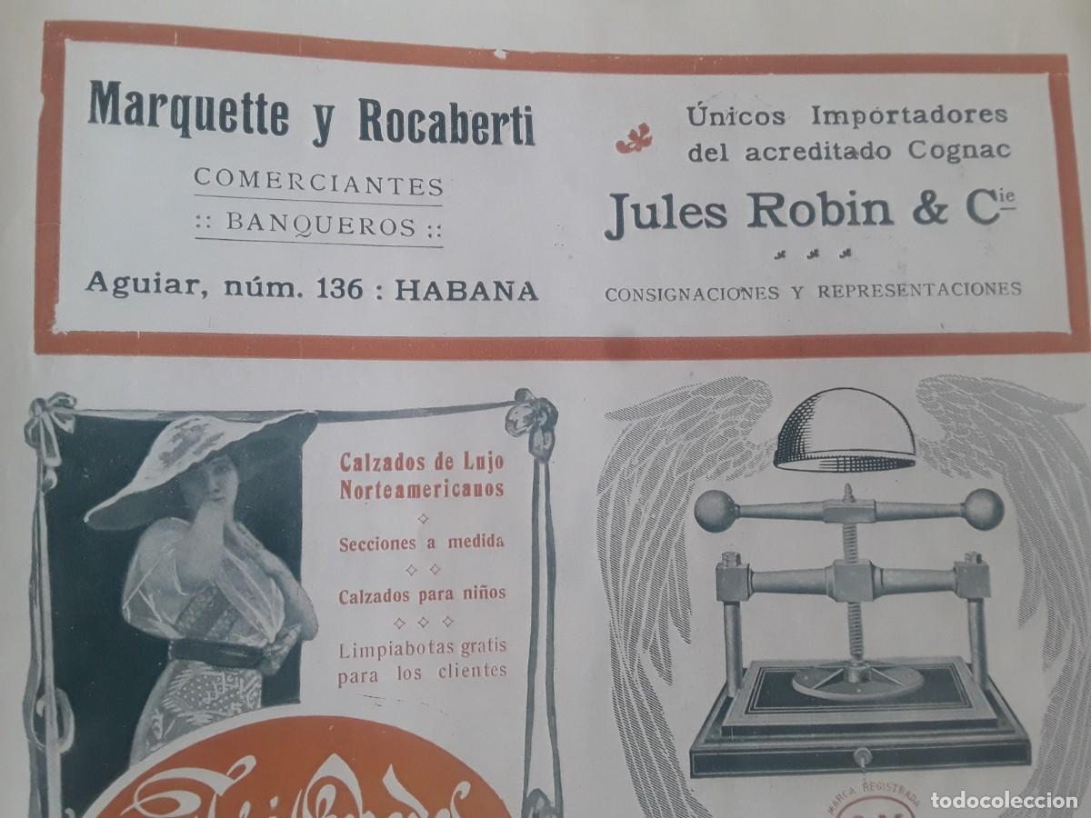 Collectionnisme d'affiches: MARQUETTE Y ROCABERTI COMERCIANTES ANQUEOS LA HABANA CUBA COGNAC JULES ROBIN HOJA A&Ntilde;O 1914