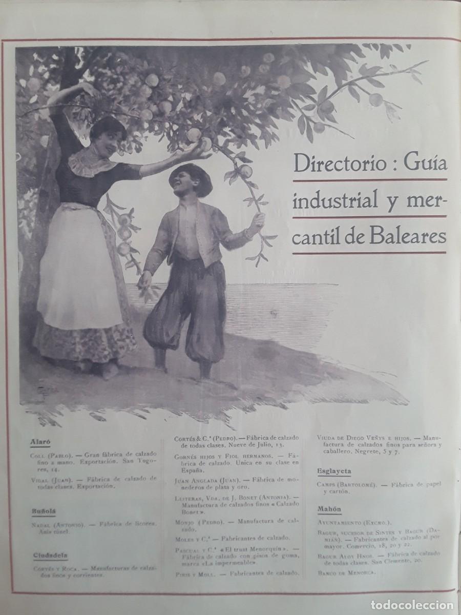Collectionnisme d'affiches: GUIA INDUSTRIAL Y MERCANTIL DE BALEARES ALARO BU&Ntilde;OLA CIUTADELA MAHON PALMA ESGLAYETA 2 HOJA A&Ntilde;O 1914