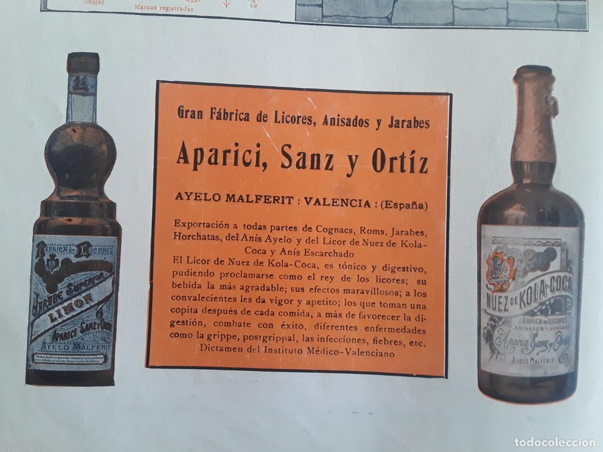 Collectionnisme d'affiches: GRAN FABRICA LICORES ANISADOS JARABES APARICI SANZ Y ORTIZ AYELO MALFERIT VALENCIA HOJAS A&Ntilde;O 1914