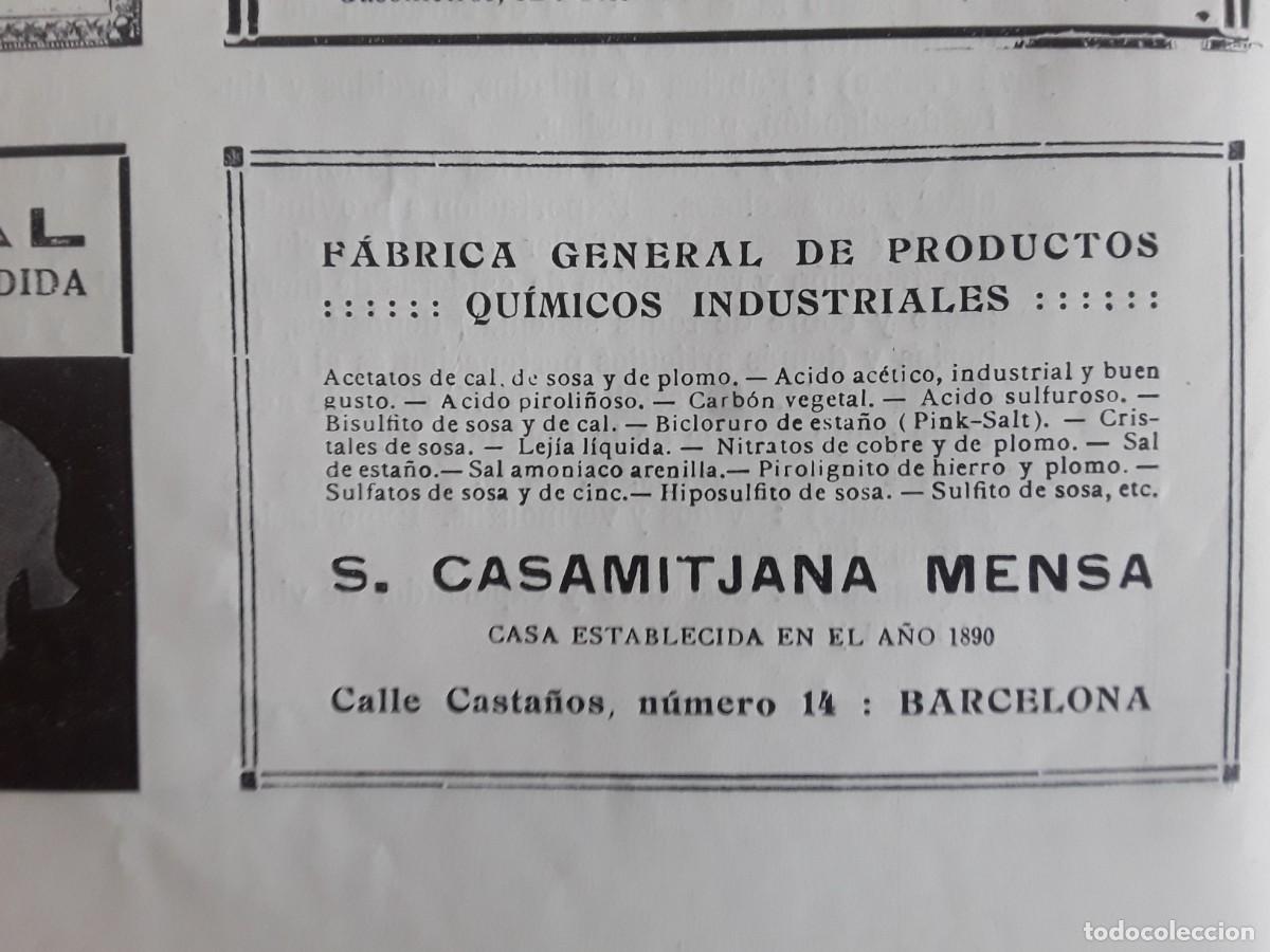 Colecionismo de cartazes: FABRICA PRODUCTOS QUIMICOS INDUSTRIALES CASAMITJANA MENSA BARCELONA HOJA A&Ntilde;O 1914