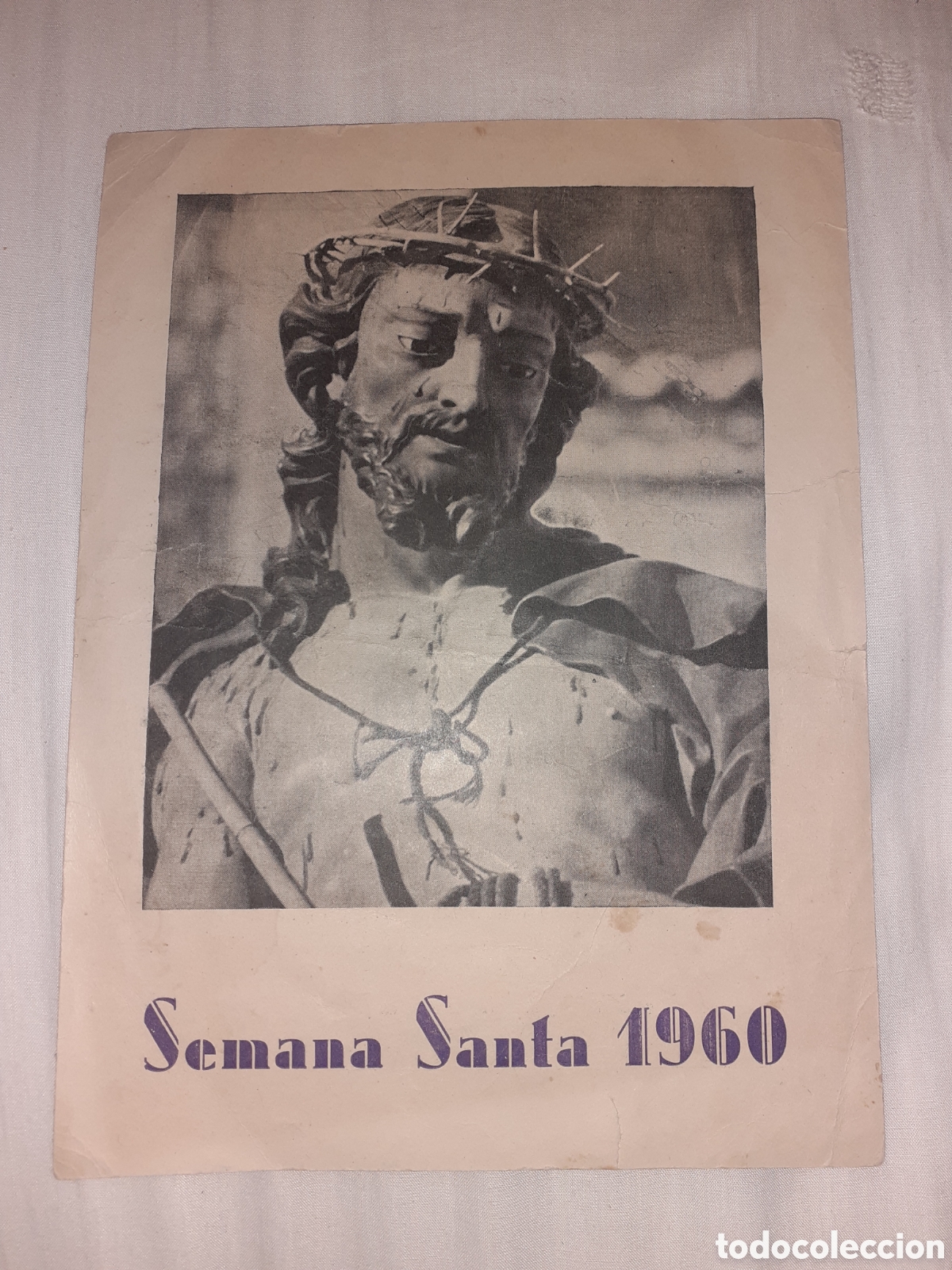 Coleccionismo de carteles: SEMANA SANTA SALAMANCA. PEQUE&Ntilde;O CARTEL 22 X 16 CM. ECCE HOMO O CRISTO DE LA CA&Ntilde;A. 1960