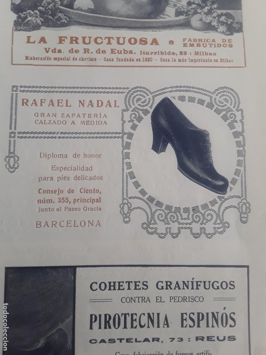 Coleccionismo de carteles: GRAN ZAPATERIA CALZADO A MEDIDA XE RAFAEL NADAL BARCELONA HOJA A&Ntilde;O 1914