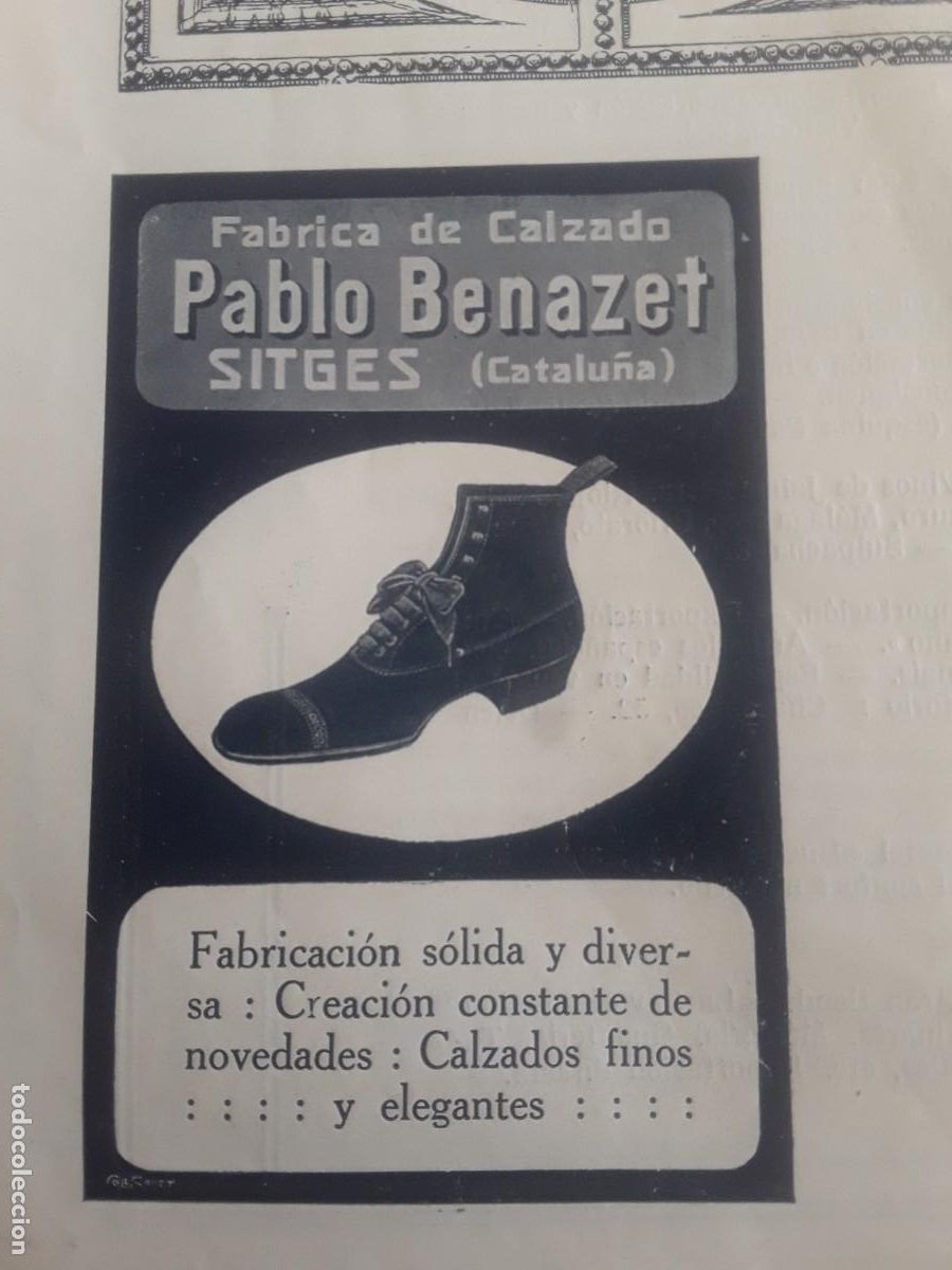 Coleccionismo de carteles: FABRICA DE CALZADO DE PABLO BENET SITGES CALZADOS FINOS Y ELEGANTES HOJA A&Ntilde;O 1914