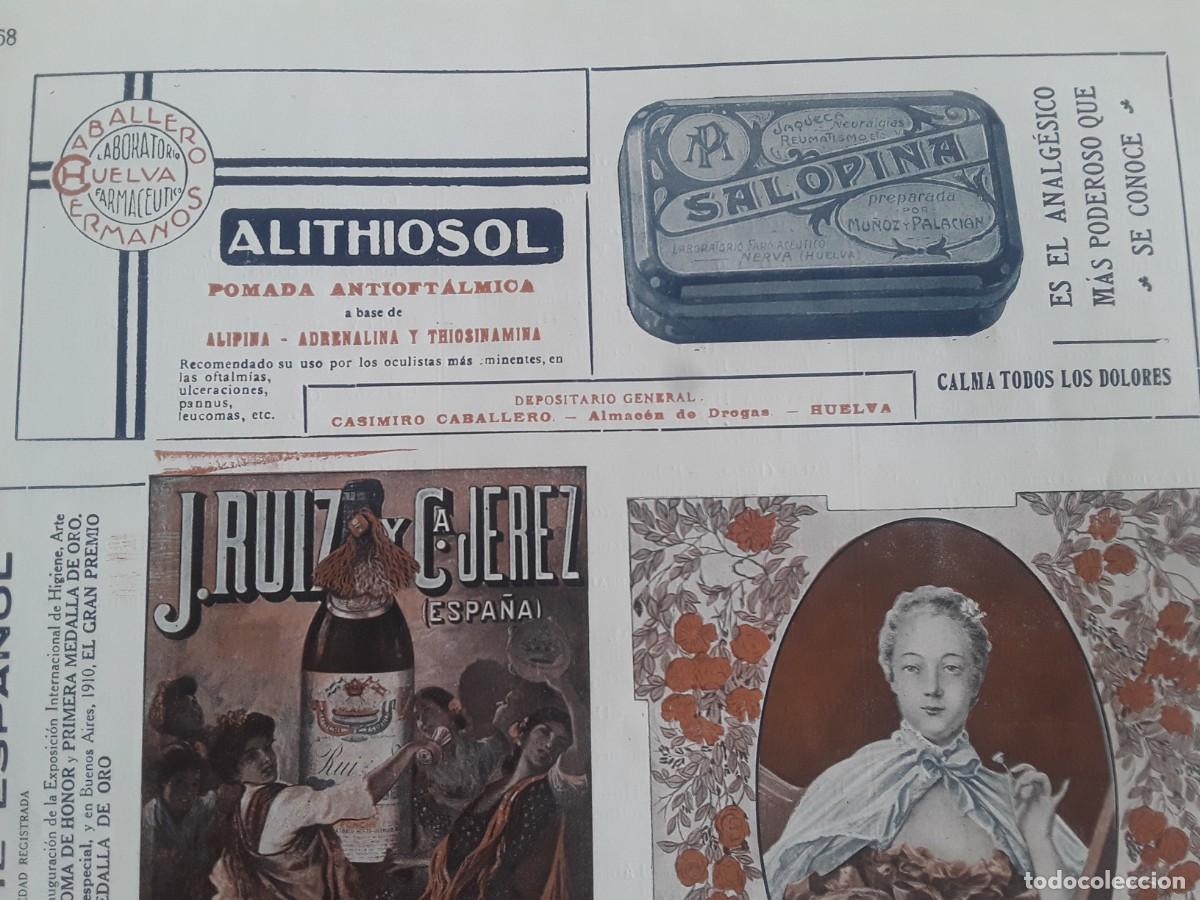 Colecionismo de cartazes: LABORATORIO FARMACEUTICO HERMANOS CABALLERO HUELVA ALITHIOSOL SALOPINA POMADA HOJA A&Ntilde;O 1914