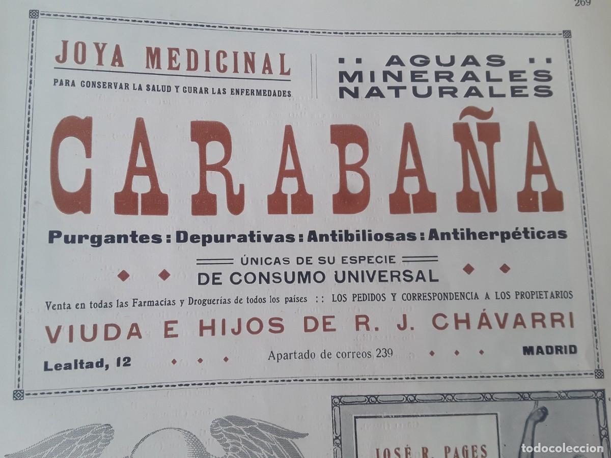 Coleccionismo de carteles: AGUAS MINERALES NATURALES CARABA&Ntilde;A VIUDA E HIJOS R.J.CHAVARRI MADRID PURGANTE HOJA A&Ntilde;O 1914