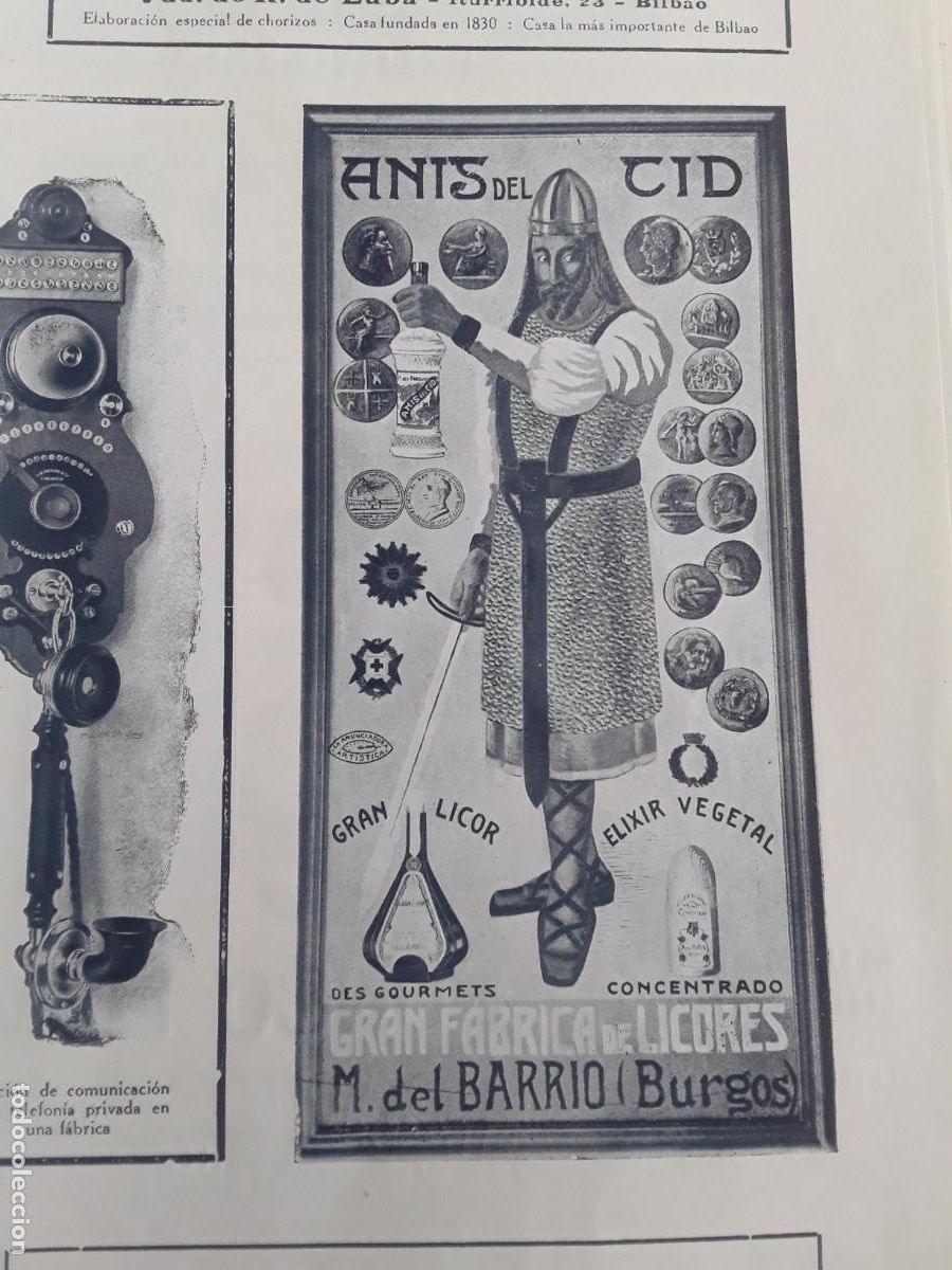 Colecionismo de cartazes: GRAN FABRICA LICORES M.DEL BARRIO ANIS DEL CID BURGOS ELIXIR VEGETAL CONCENTRADO HOJA A&Ntilde;O 1914