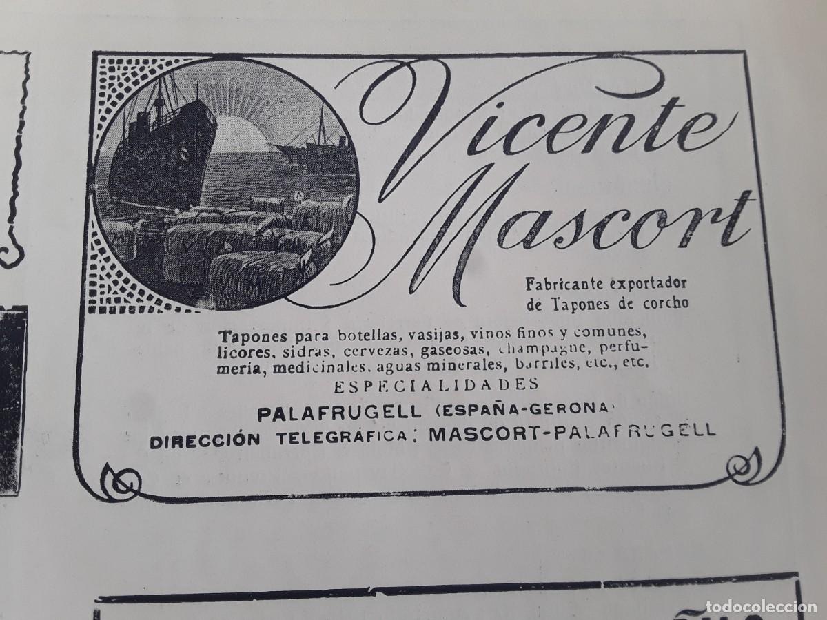 Coleccionismo de carteles: FABRICA DE TAPONES DE CORCHO DE VICENTE MASCORT PALAFRUGELL HOJA A&Ntilde;O 1914