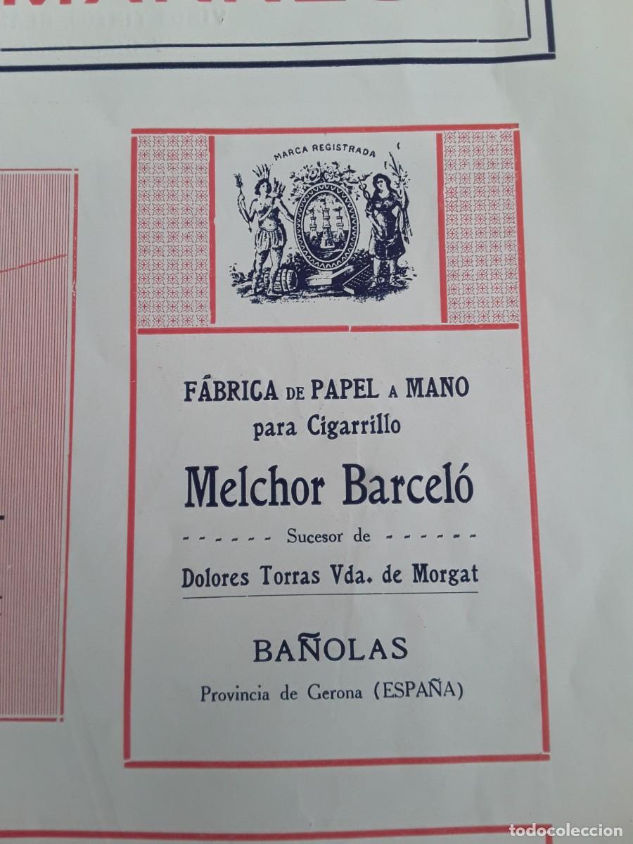 Colecionismo de cartazes: FABRICA DE PAPEL A MANO PARA CIGARRILLO MELCHOR BARCELO BA&Ntilde;OLAS BANYOLES HOJA A&Ntilde;O 1914