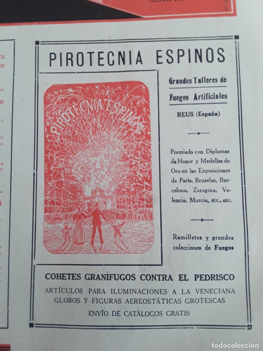 Coleccionismo de carteles: GRANDES TALLERES DE FUEGOS ARTIFICIALES PIROTECNIA ESPINOS REUS TARRAGONA HOJA A&Ntilde;O 1914