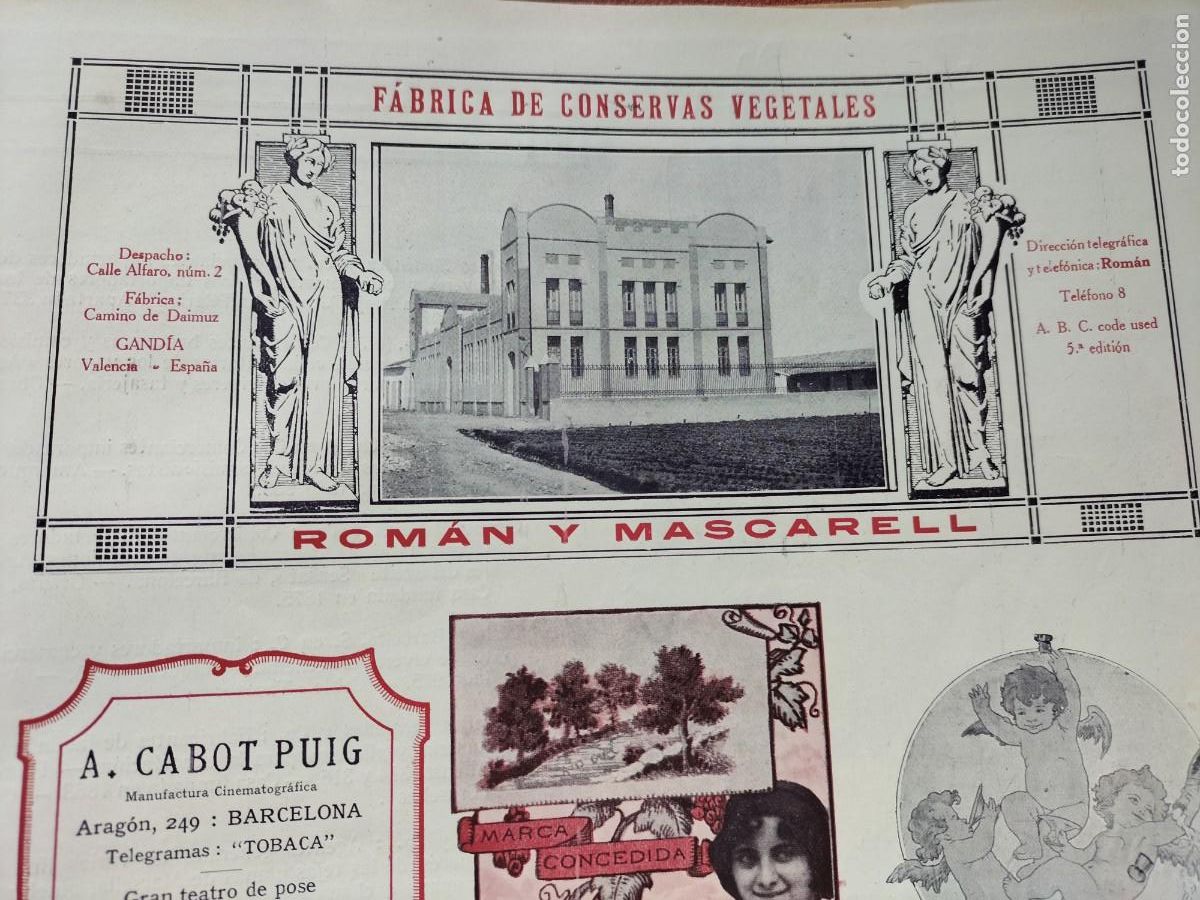 Collezionismo di affissi: FABRICA DE CONSERVAS VEGETALES ROMAN Y MASCARELL GANDIA VALENCIA HOJA A&Ntilde;O 1914