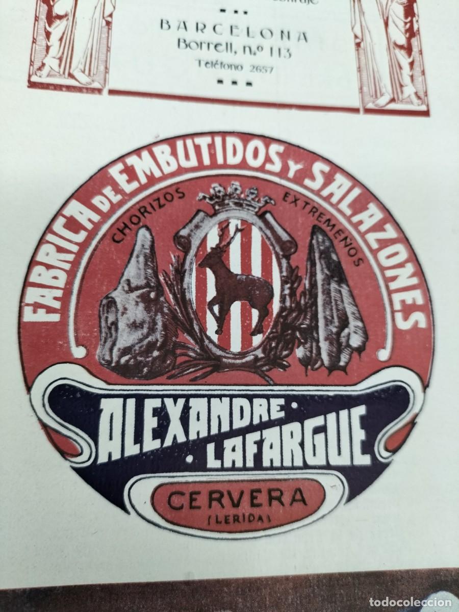 Collezionismo di affissi: FABRICA DE EMBUTIDOS Y SALAZONES ALEXANDRE LAFARGUE CERVERA LERIDA HOJA A&Ntilde;O 1914