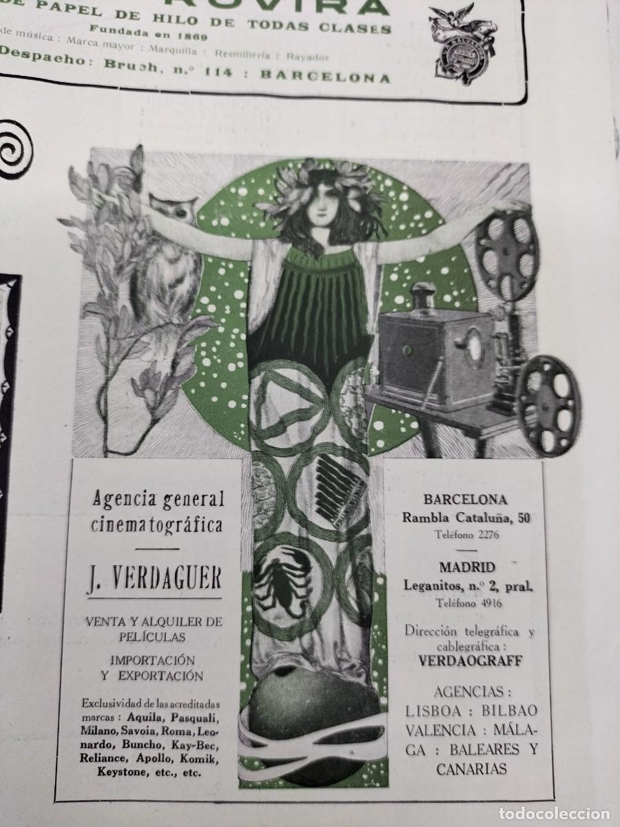 Coleccionismo de carteles: AGENCIA GENERAL CINEMATOGRAFICA J.VERDAGUER VENTA ALQUILER PELICULAS BARCELONA HOJA A&Ntilde;O 1914