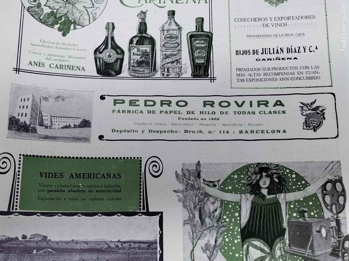 Collezionismo di affissi: FABRICA DE PAPEL DE HILO DE TODAS CLASES PEDRO ROVIRA BARCELONA HOJA A&Ntilde;O 1914