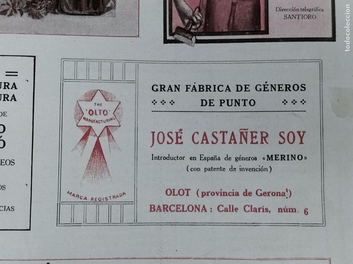 Coleccionismo de carteles: GRAN FABRICA DE GENEROS DE PUNTO JOSE CASTA&Ntilde;ER SOY GENEROS MERINO OLOT HOJA A&Ntilde;O 1914