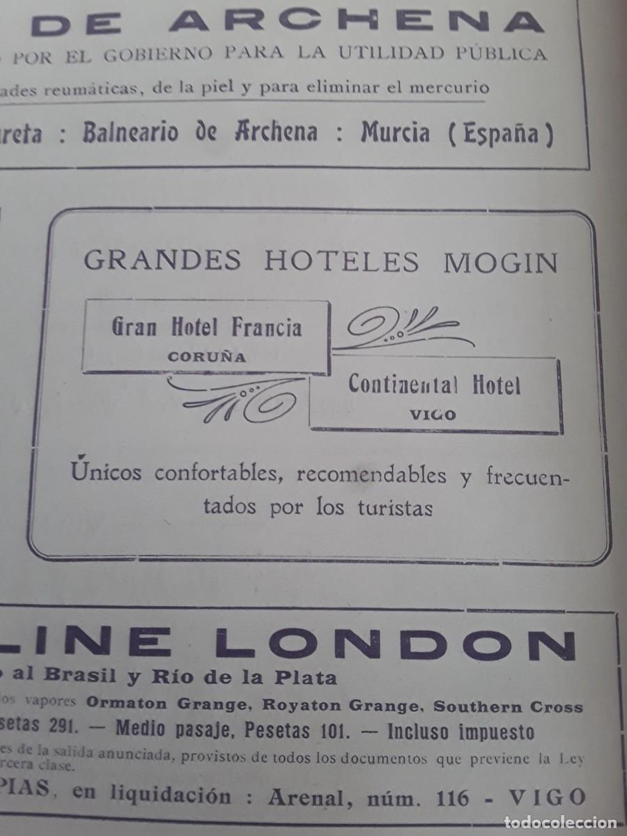 Collezionismo di affissi: GRANDES HOTELES MOGIN GRAN HOTEL FRANCIA CORU&Ntilde;A HOTEL CONTINENTAL VIGO HOJA A&Ntilde;O 1908