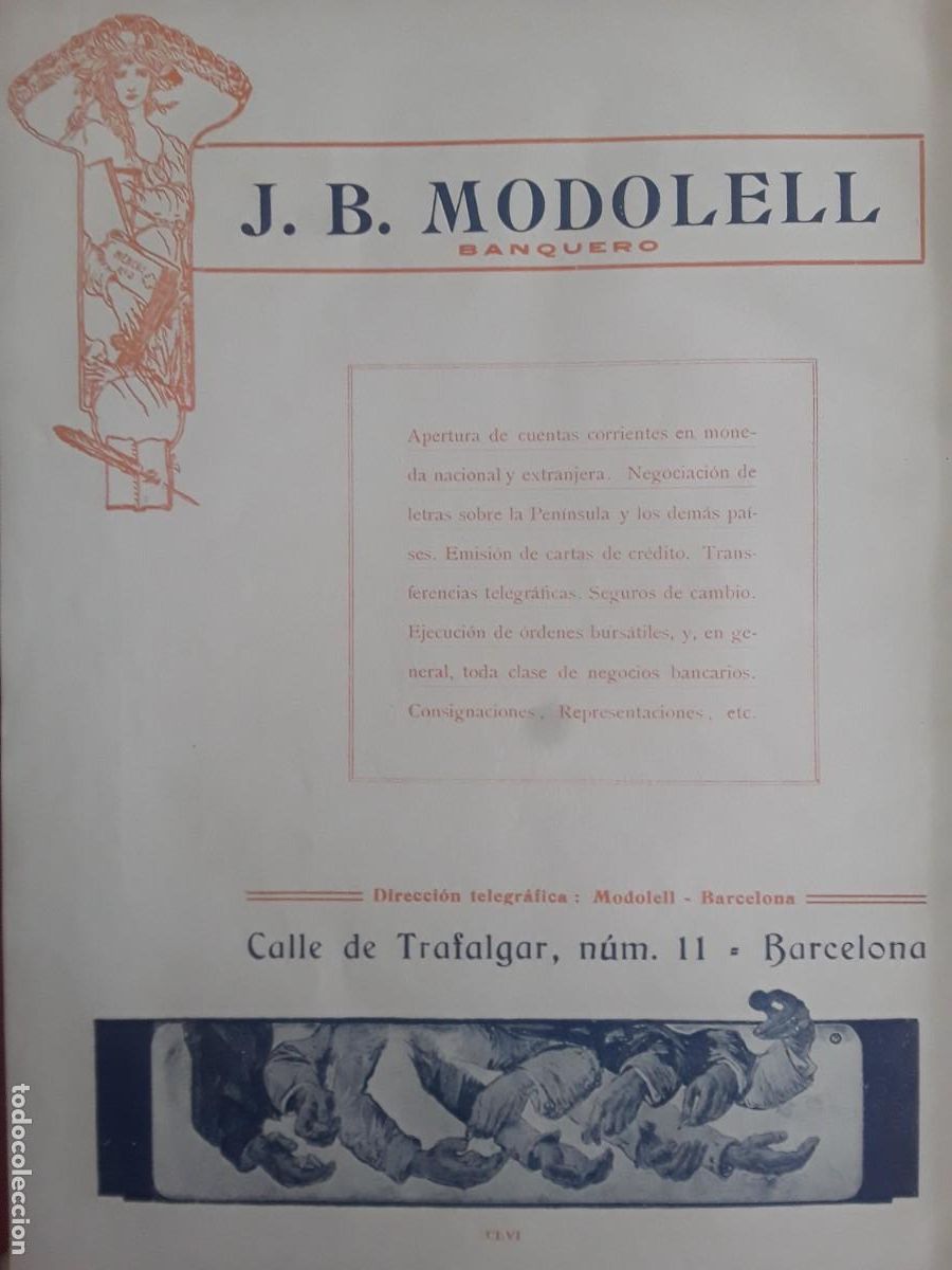 Collectionnisme d'affiches: J.B.MODOLELL BANQUERO BARCELONA HOJA REVISTA A&Ntilde;O 1908