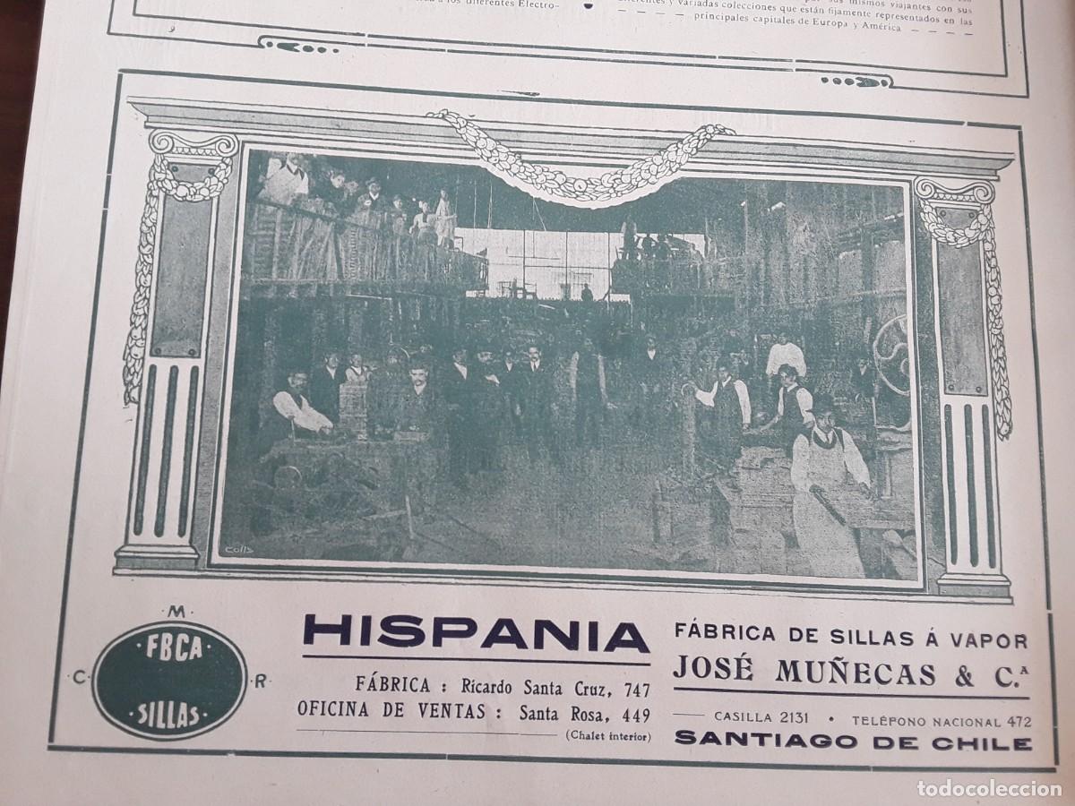 Collectionnisme d'affiches: FABRICA SILLAS A VAPOR HISPANIA DE JOSE MU&Ntilde;ECAS SANTIAGO DE CHILE HOJA A&Ntilde;O 1908