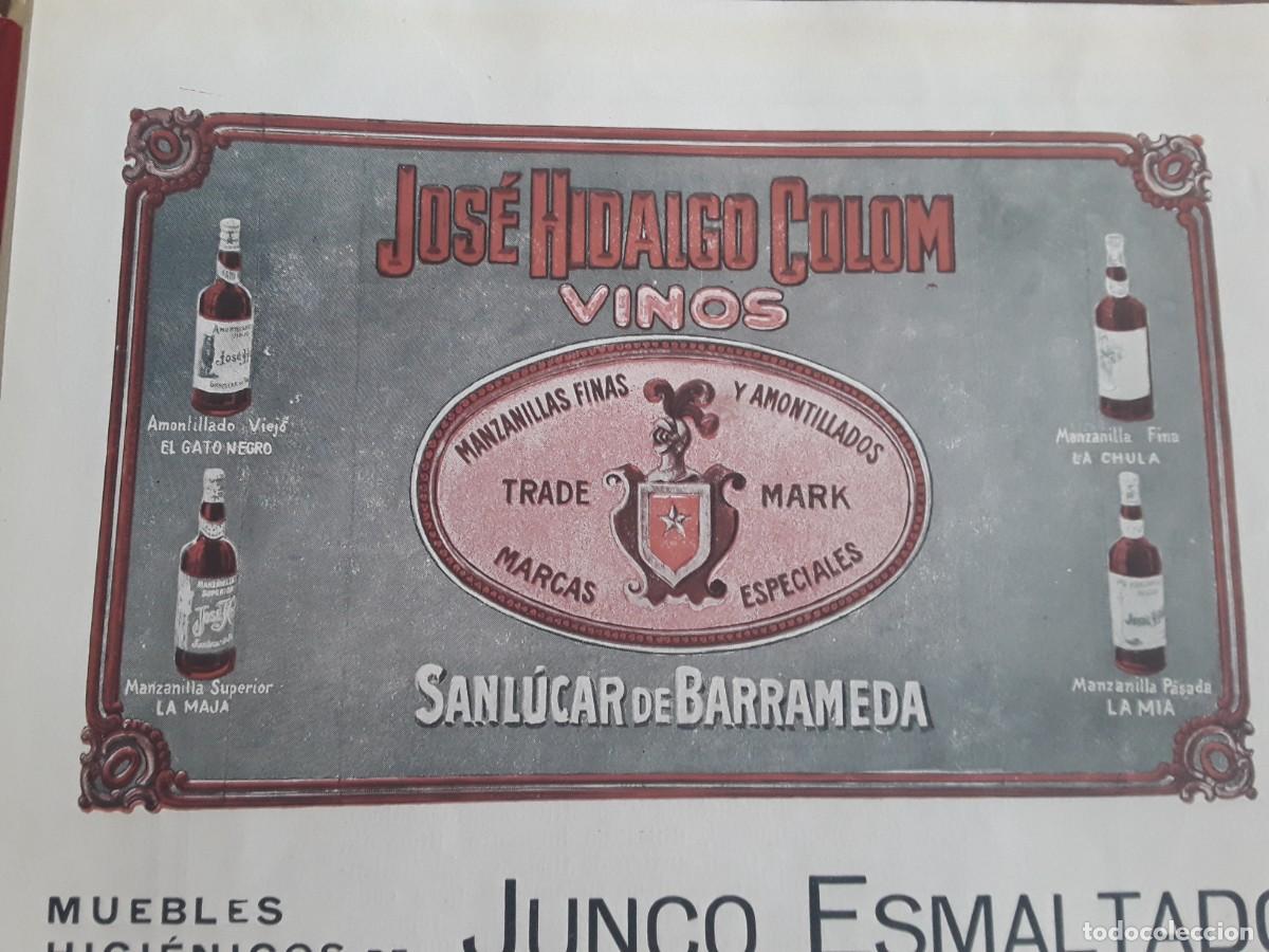 Collectionnisme d'affiches: JOSE HIDALGO COLOM VINOS SAN LUCAS BARRAMEDA MANZANILLAS AMONTILLADOS HOJA A&Ntilde;O 1908