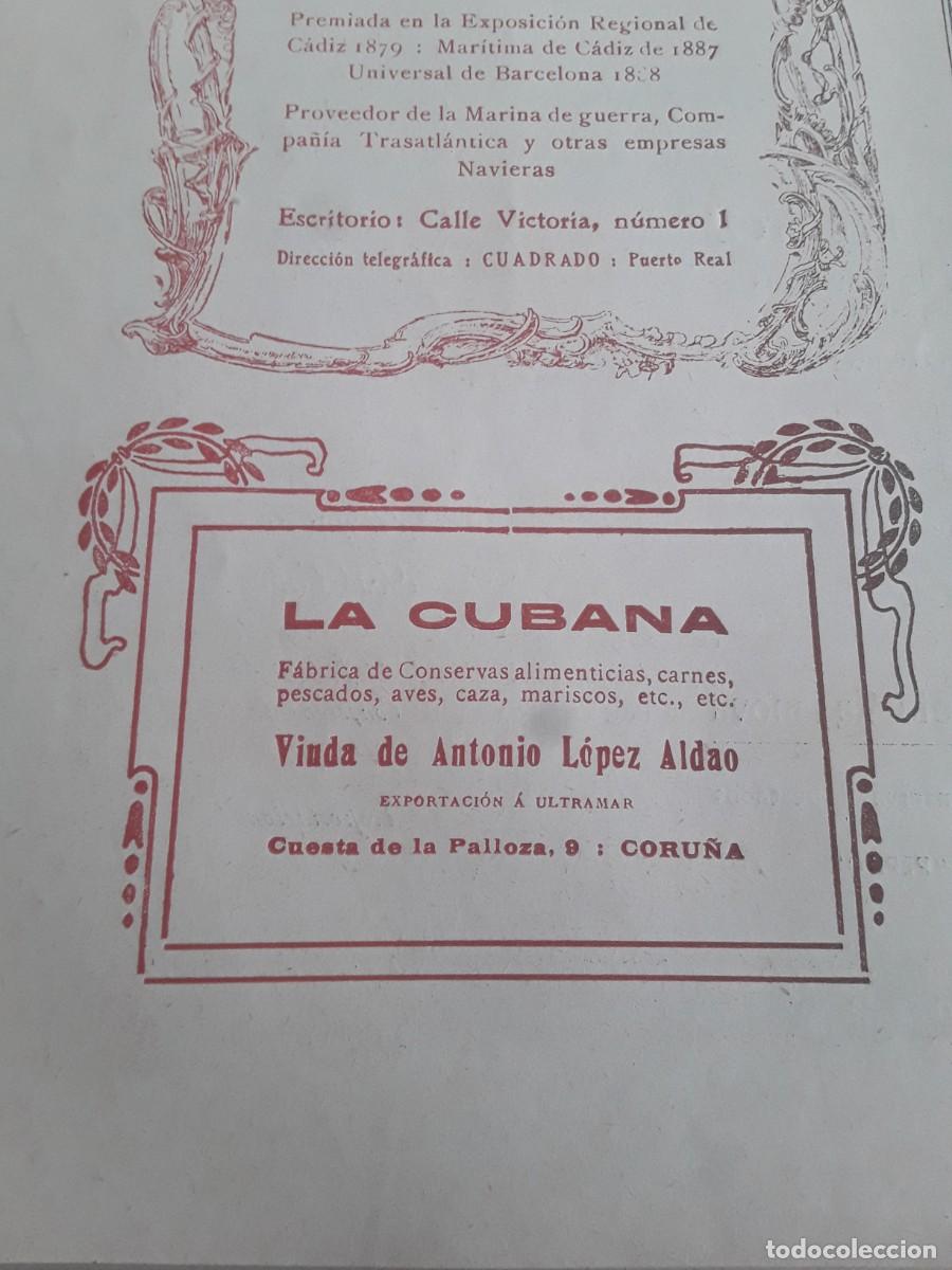 Collectionnisme d'affiches: FABRICA CONSERVAS ALIMENTICIAS VIUDA DE ANTONIO LOPEZ ALDAO LA CORU&Ntilde;A HOJA A&Ntilde;O 1908