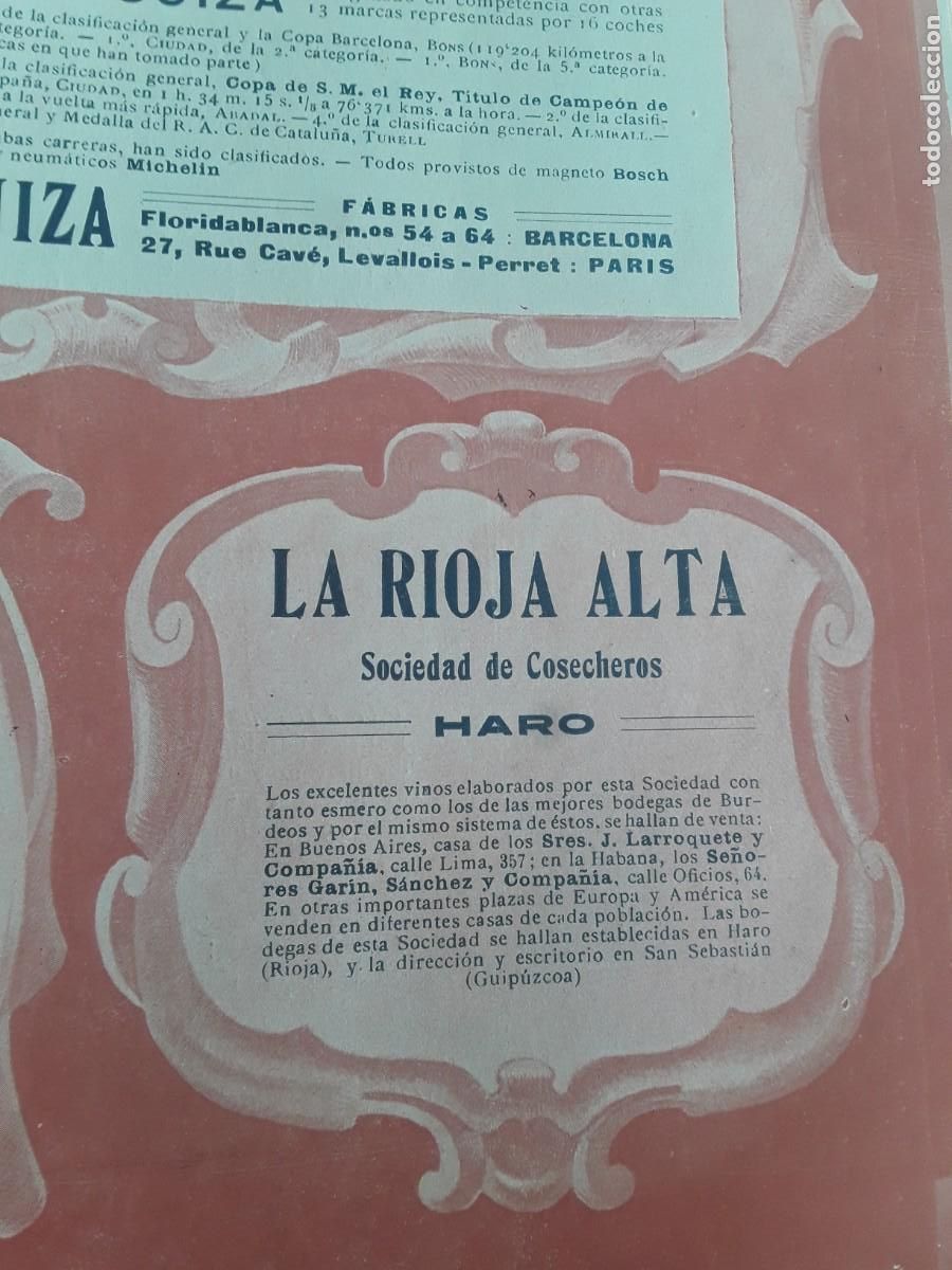 Collezionismo di affissi: LA RIOJA ALTA SOCIEDAD DE COSECHEROS LA RIOJA HARO HOJA A&Ntilde;O 1908
