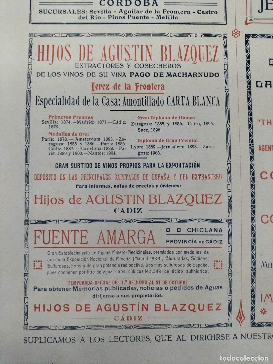 Colecionismo de cartazes: HIJOS DE AGUSTIN BLAZQUEZ VINOS PAGO DE MACHARNUDO JEREZ FRONTERA FUENTE AMARGA CHICLANA CADIZ 1919