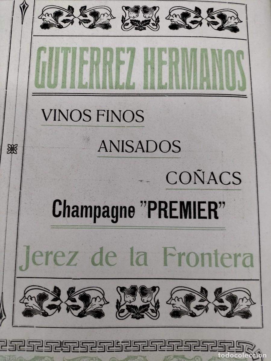 Coleccionismo de carteles: GUTIERREZ HERMANOS VINOS FINOS ANIS CHAMPAGNE PREMIER JEREZ DE LA FRONTERA HOJA A&Ntilde;O 1919
