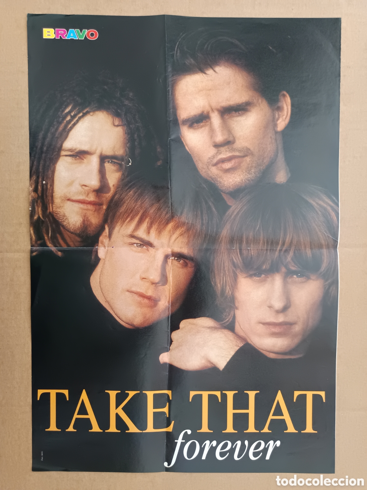 Coleccionismo de carteles: Lote de P&oacute;sters Revista Bravo. Con Take That, Gary Barlow, Mark Owen y Robbie Williams.