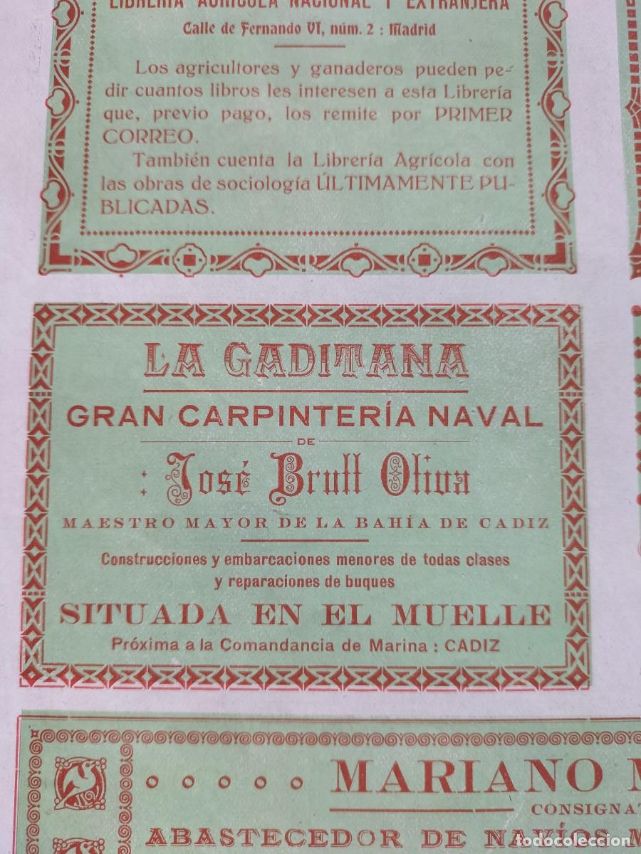 Colecionismo de cartazes: LA GADITANA GRAN CARPINTERIAL NAVAL DE JOSE BRULL OLIVA MAESTRO MAYOR BAHIA CADIZ HOJA A&Ntilde;O 1919
