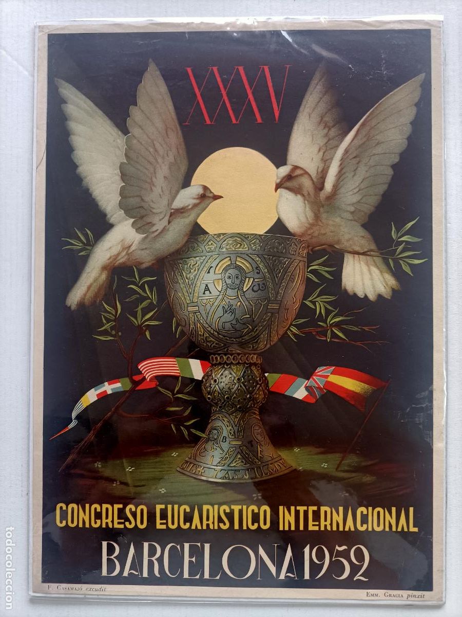 Coleccionismo de carteles: CONGRESO EUCARIST&Iacute;CO INTERNACIONAL BARCELONA 1952 - Foto 1