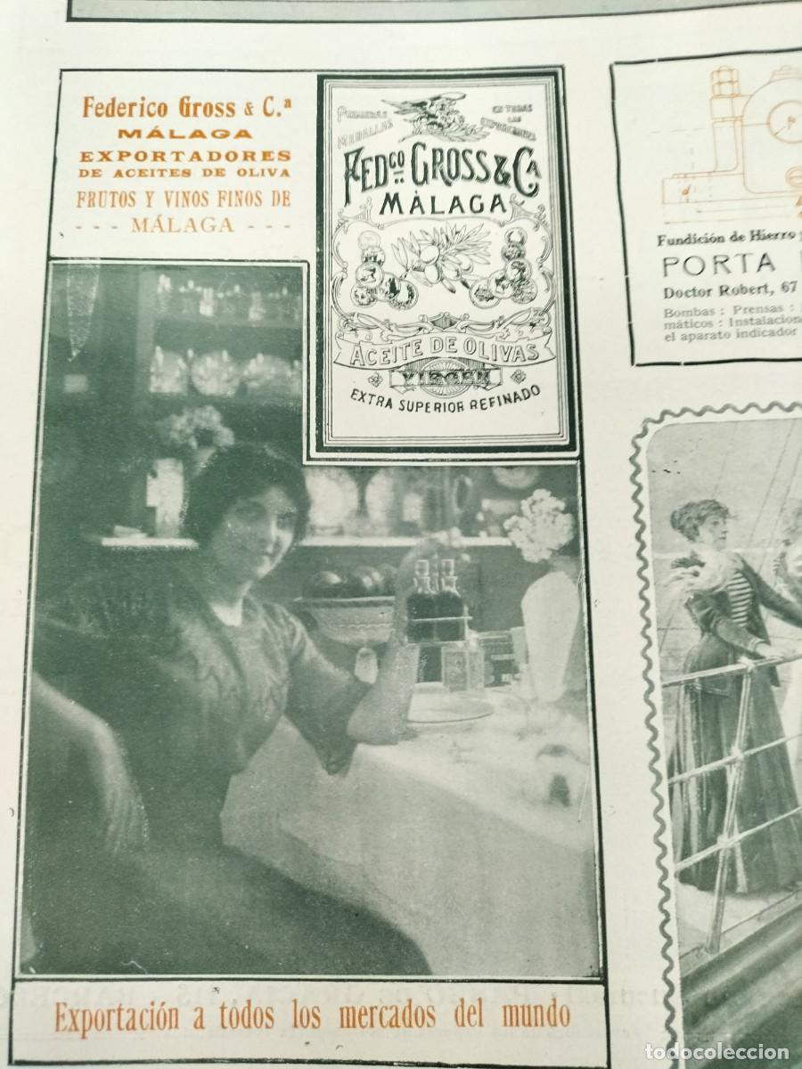 Colecionismo de cartazes: ACEITE OLIVA VIRGEN EXTRA SUPERIOR REFINADO FEDERICO GROSS MALAGA HOJA REVISTA A&Ntilde;O 1908