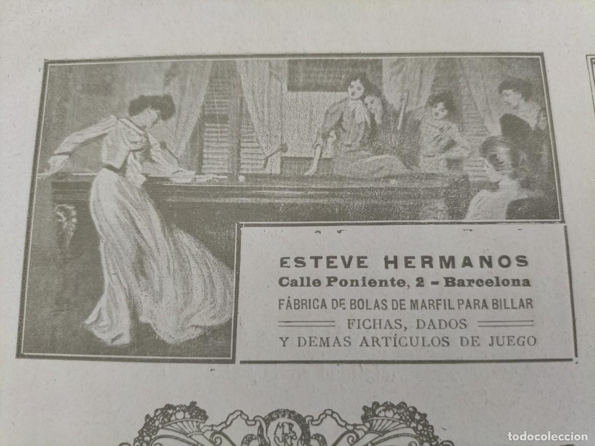 Coleccionismo de carteles: FABRICA BOLAS MARFIL PARA BILLAR ESTEVE HERMANOS BARCELONA HOJA REVISTA A&Ntilde;O 1912